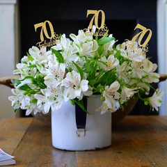 10 PCS Double Sided Gold Fabulous 70th Birthday Table Centerpiece Sticks