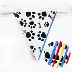 Paw Print Fabric Banner Triangle Pennant Flag Garland Streamers – 32Ft, Red, …