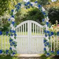 5 Pack Artificial Royal Blue Rose Vines Floral Garlands Total 32.5 Ft Fake Vine
