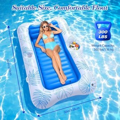65″ Thicken PVC Inflatable Lounge Pool Float Heavy Duty For Adults River Tanning