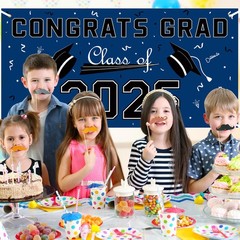Graduation Decorations 2026 – Blue Polyester Backdrop –