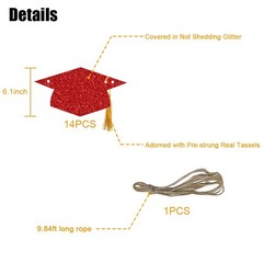 Graduation Decorations Class of 2026 Pre-Strung Glitter 9.84 feet, Red