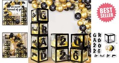 Stunning 2026 Graduation Decor Kit – 4 Balloon Boxes with Customizable Features