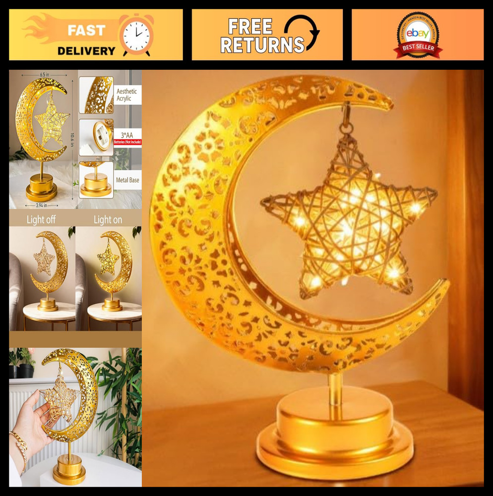 Ramadan Decorations Moon & Stars – Table Lights, Home Decor, Gifts, Lanterns, Cr