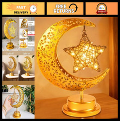 Ramadan Decorations Moon & Stars – Table Lights, Home Decor, Gifts, Lanterns, Cr