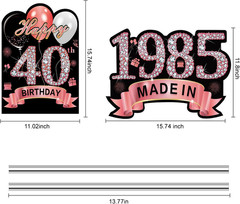 2Pcs Rose Gold 40th Birthday Yard Sign Decoration for Women,Happy 40th Birthday