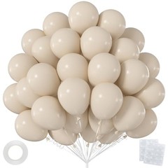 55pcs Sand White Balloons 12 Inch, Premium Matte Cream Beige Latex White Sand