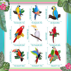 9 Pieces Tropical Birds Honeycomb Paper Cutouts Rio Luau Party Hanging Decoratio