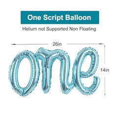 2Pcs Light Blue One Balloon Set, 40inch Large Foil Baby Blue Number Pearl Blue