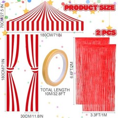 5 Pcs Carnival Circus Party Decorations Set White Circus Tent with Tinsel Red
