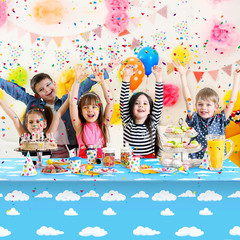 Tatuo 8 Pieces Blue Sky White Clouds Birthday Party Supplies Cartoon Story Table