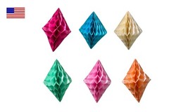 4 Inch Mini Tissue Paper Honeycomb Rhombus Shape Decorations (5 Pack)