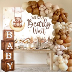 DataMoon Teddy Bear Baby Shower Party Decorations Wood Grain Boxes with Baby…
