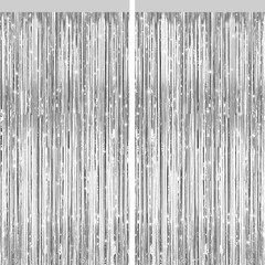 2 Pack Silver Metallic Tinsel Foil Fringe Curtains, Door Streamers Photo Booth B