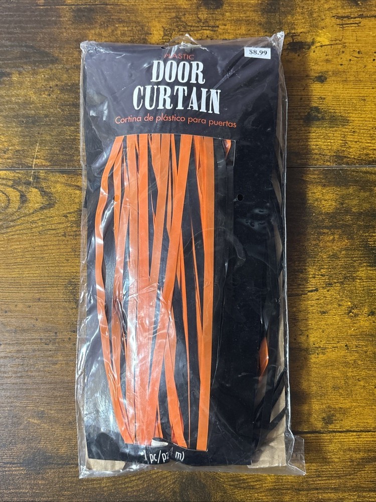 Halloween Party Orange & Black Door Fringe Curtain Decoration