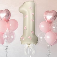 Number 1 Pink Bow 1st Birthday Balloon, 32 Inch Giant Aluminum Foil Number 1 …