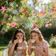 2Pcs Spring Wildflower Party Hanging Decorations, Watercolor Floral Banners S…