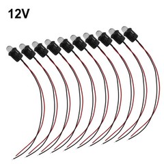 10 Pcs 12V 10mm Pre-Wired Constant For Ultra Clear Bulb Cable Prewired Lamp