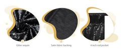 6x6ft Black Sequin Backdrop, High Density Non-Transparent Glitter Curtain for