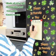 2 Sheet St. Patrick’ s Day Thick Gel Clings Green Lucky Clover Shamrock Reusable