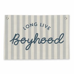 Long Live Boyhood Banner Boys Room Decor Linen Wall Hanging,Nursery Kids Bedr…