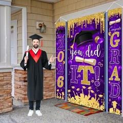 Graduation Decorations Class of 2026 Purple and Gold Congrats Large,