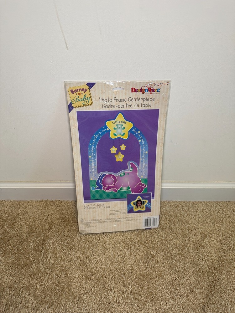 DesignWare BARNEY 1st BIRTHDAY PHOTO HOLDER CENTERPIECE BRAND NEW