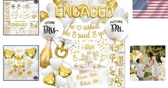 All-In-One Engagement Party Decorations: 248-Piece Gold & White Celebration Set
