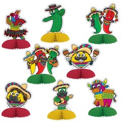 New Beistle 2-Sided Taco Pepper Fiesta 8 Pc Mini Centerpiece Party Decorations