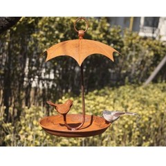 Metal Bird House Feeder Rust Finish Wall Mount for Garden Porch Backyard