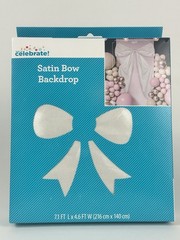Way To Celebrate White Satin Bow Backdrop 7.1ft x 4.6ft Party Photo Decoration