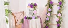 2Pcs 13 Ft Artificial Flower Garlands Real Touch Fake Floral Silk Pink Rose
