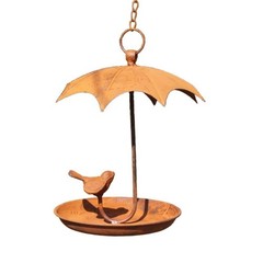 Metal Bird House Feeder Rust Finish Wall Mount for Garden Porch Backyard