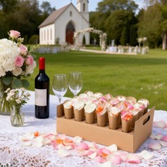 Wedding Confetti Cone Stand Box 48 Papers 24 Holes Dried Rose Flower 6 Litres
