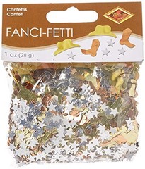 Fanci-Fetti Western Icons Confetti, Copper/Gold/Silver, 1 oz, Party Decor