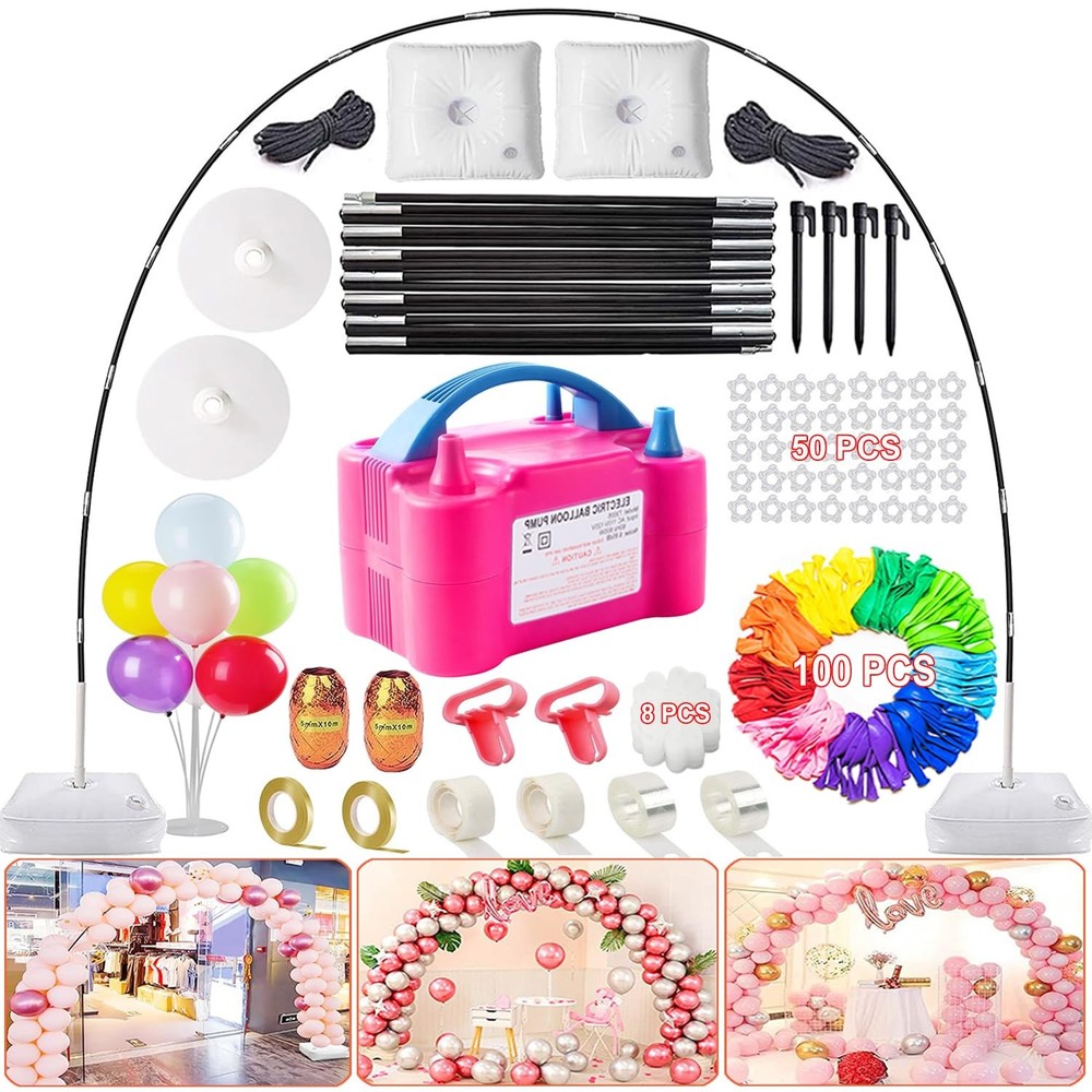 Balloon Arch Kit and Balloon Pump, 9Ft Tall & 10Ft Wide Adjustable Balloon Ar…