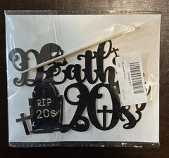 1 PCS Rip Twenties Cake Topper – Black Glitter Death to My Twenties, New , #42