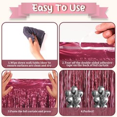 3.3 x 6.6 ft Foil Fringe Backdrop Curtains, Tinsel Streamers Party Decoration…