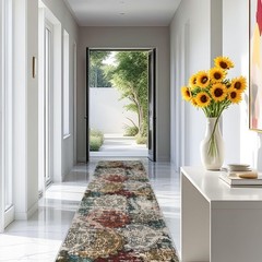 BYYVOO 3×12 Runner Rug for Hallway – 3′ x 12′ (Rectangular), Red/Green/Multi