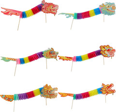 3D Chinese New Year Paper Dragon Decorations – 6 Piece DIY Craft Set