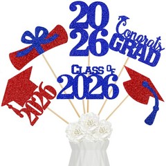 24 PCS Red Blue Class Of 2026 Graduation Centerpiece Sticks Table Decoration