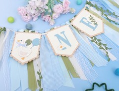 Goose High Chair Banner – Boys First Party Decorations, Blue Goose 1st Banner…