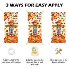 Fall Door Banner Cover Scarecrow Pumpkin Leaves Hanging