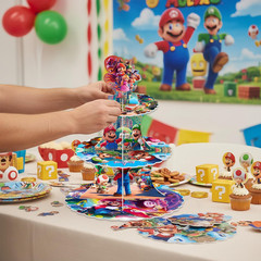 for Mario Cartoon Party Supplies and Decorations, a Three-Tiered Cupcake Stand,