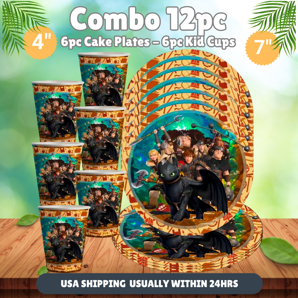 How Train Dragon Party Supplies happy birthday centerpiece decoration cup plate
