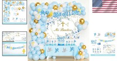 Baptism Christening Party Decor Blue Gold