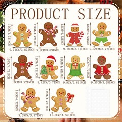 200 PCS Christmas Gingerbread Cutouts 10 Styles Paper With Glue Point Dots