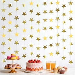 6 Pack 13ft Gold Star Garland Banner Double Side Twinkle Streamers Hanging