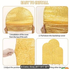 3 Unbranded Arch Backdrop Cover NEW 4,5,6FT Gold Good Sequin Spandex Chiara Wall