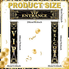3 Pcs VIP Party Decoration Banner VIP Welcome Entrance Movie Night Door Porch Si